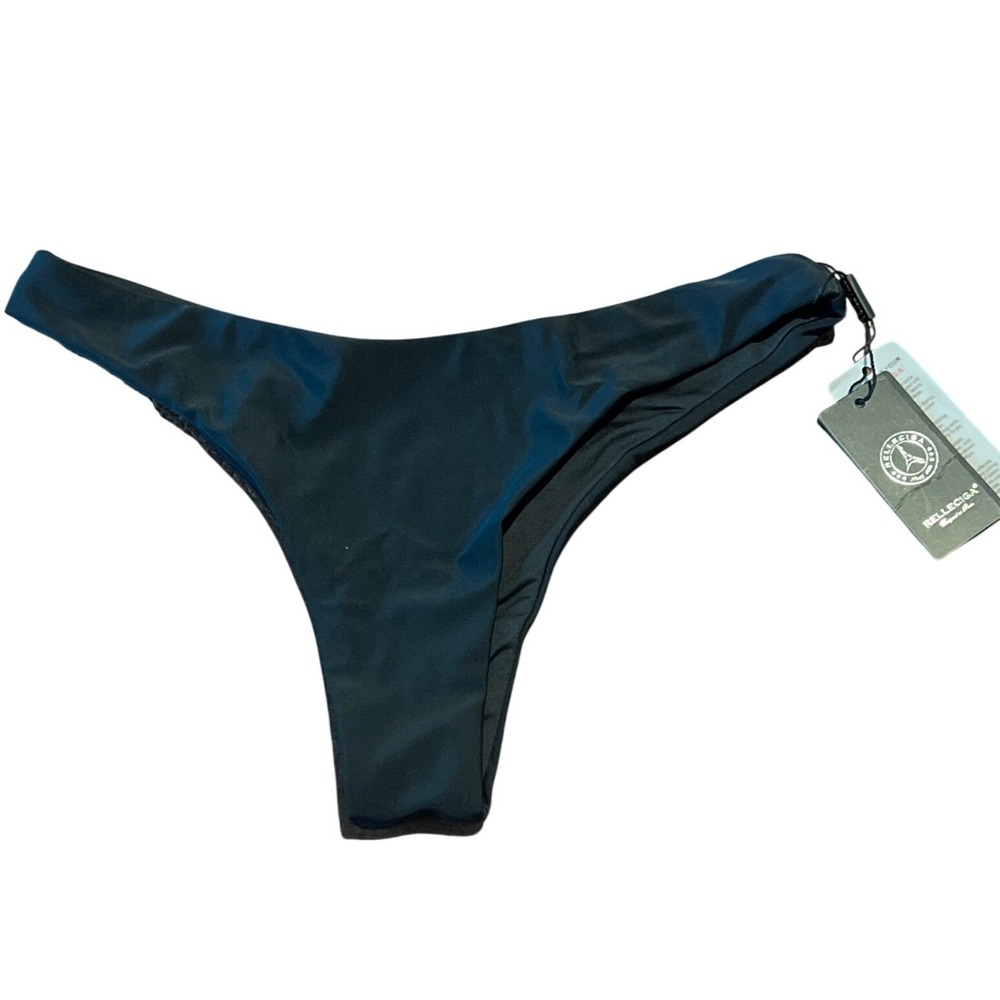 Relleciga Womens Black Bikini Bottom Low Rise Cheeky Swim Small NWT DMA/1052